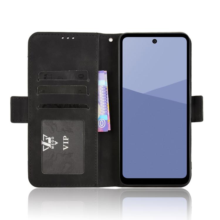 For Sharp Aquos wish5 Skin Feel Calf Texture Card Slots Leather Phone Case