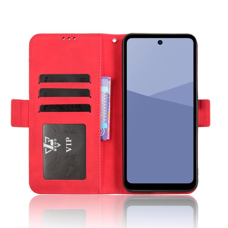 For Sharp Aquos wish5 Skin Feel Calf Texture Card Slots Leather Phone Case