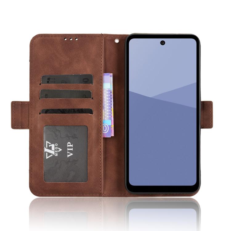 For Sharp Aquos wish5 Skin Feel Calf Texture Card Slots Leather Phone Case