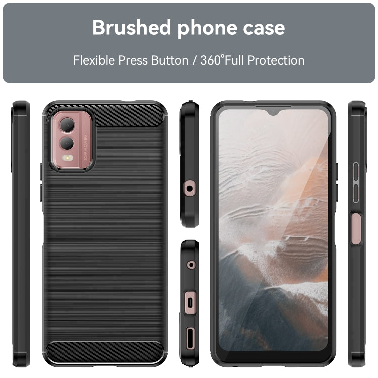 For Nokia C32 Brushed Texture Carbon Fiber TPU Phone Case