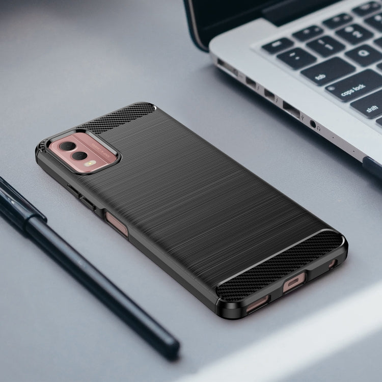 For Nokia C32 Brushed Texture Carbon Fiber TPU Phone Case