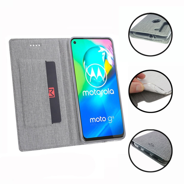 For Motorola Moto G8 ViLi DMX-54 Shockproof TPU + PU Leather Magnetic Attraction Horizontal Flip Protective Case with Card Slots & Holder