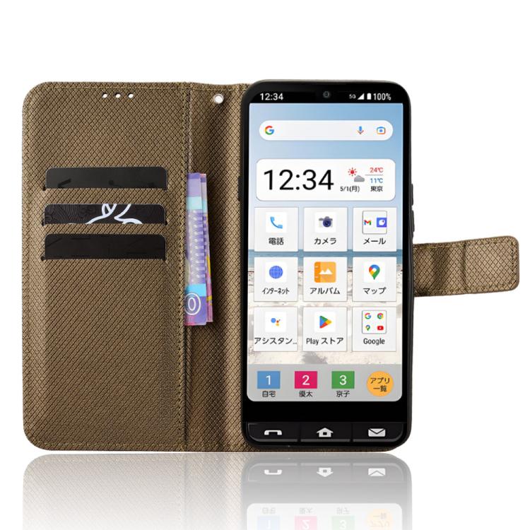 For Sharp Basio Active3 Diamond Texture Leather Phone Case