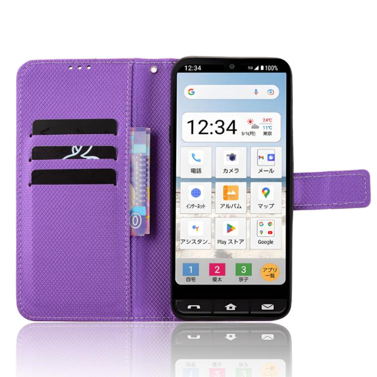 For Sharp Basio Active3 Diamond Texture Leather Phone Case