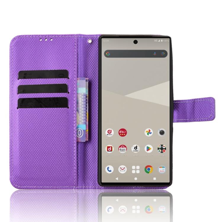 For Sharp Aquos R10 Diamond Texture Leather Phone Case