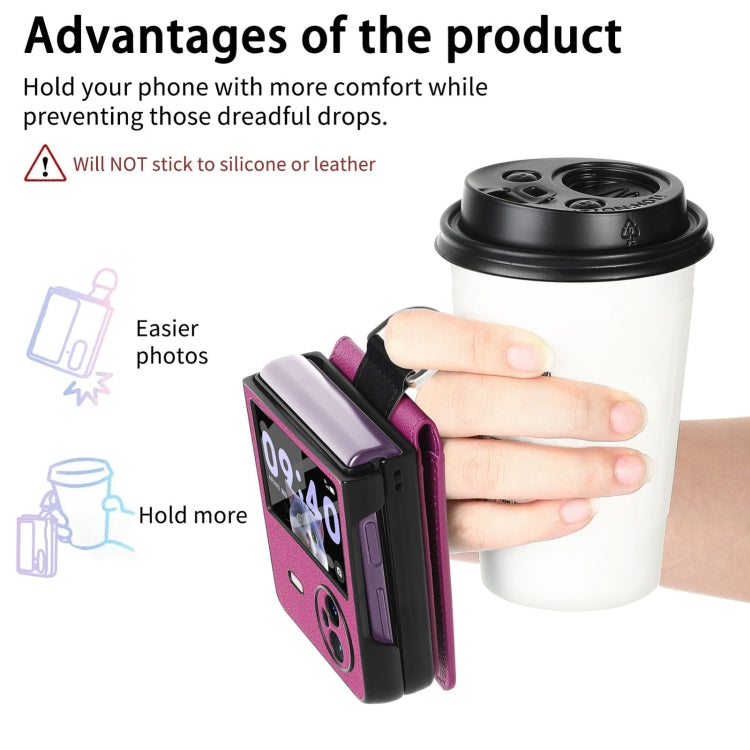 For vivo X Flip Litchi Texture Card Bag Shockproof Phone Case with Ring Holder / Film