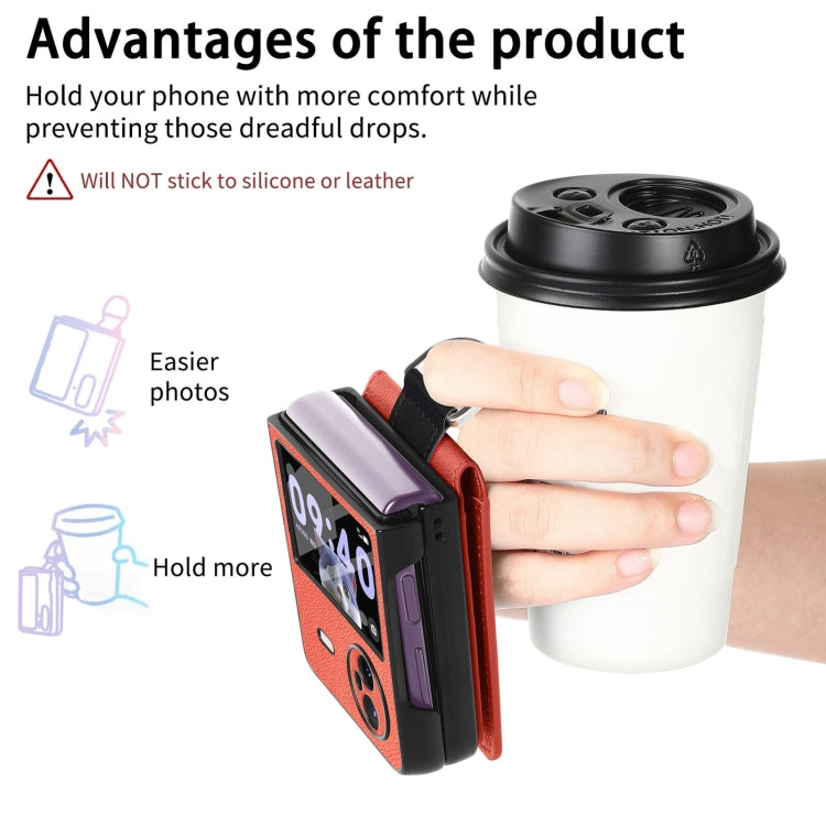 For vivo X Flip Litchi Texture Card Bag Shockproof Phone Case with Ring Holder / Film