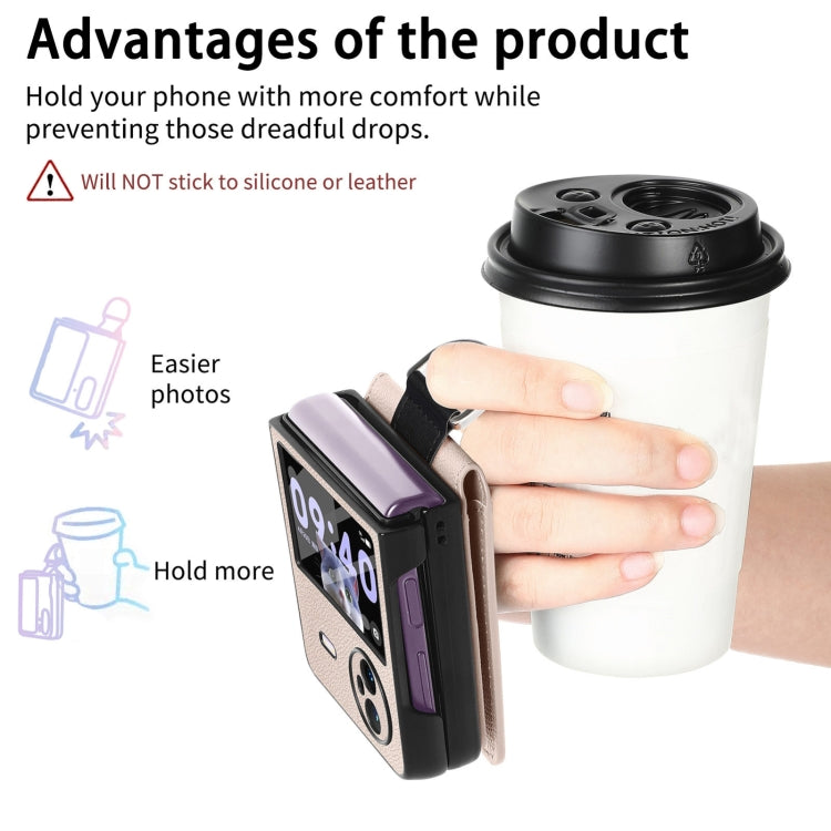 For vivo X Flip Litchi Texture Card Bag Shockproof Phone Case with Ring Holder / Film