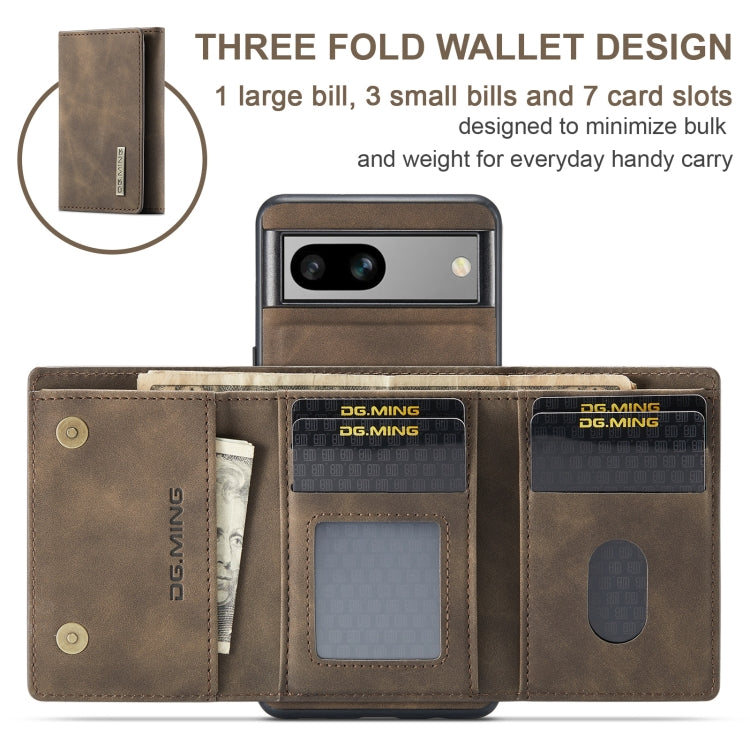 For Google Pixel 7A DG.MING M1 Series 3-Fold Multi Card Wallet Phone Case