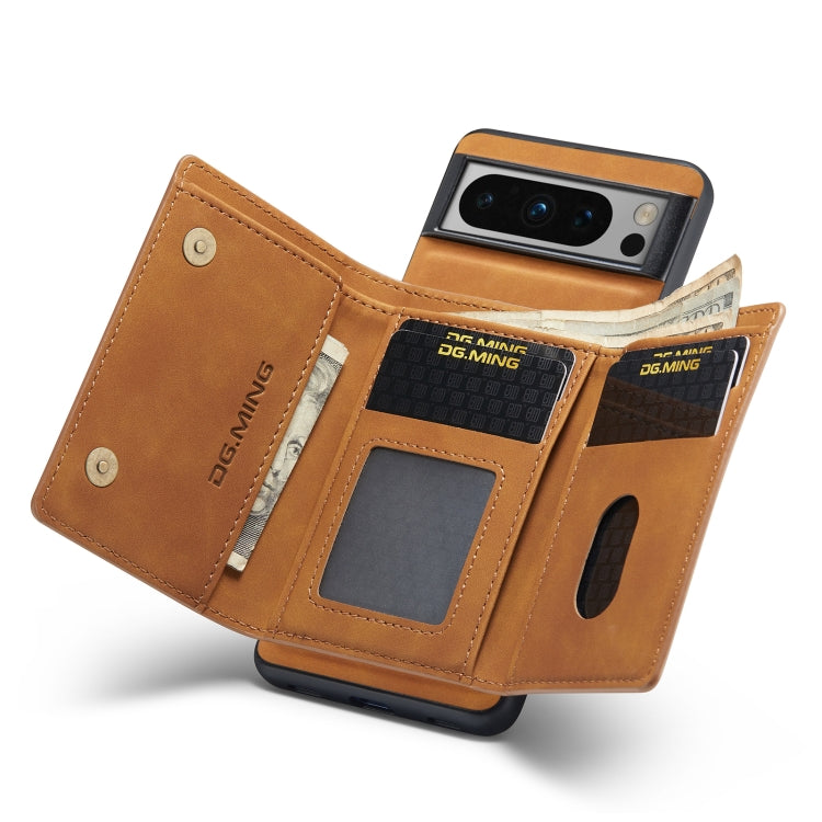 For Google Pixel 8 Pro DG.MING M1 Series 3-Fold Multi Card Wallet + Magnetic Phone Case