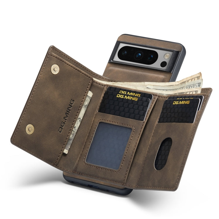 For Google Pixel 8 Pro DG.MING M1 Series 3-Fold Multi Card Wallet + Magnetic Phone Case