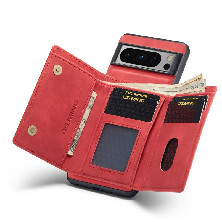 For Google Pixel 8 Pro DG.MING M1 Series 3-Fold Multi Card Wallet + Magnetic Phone Case