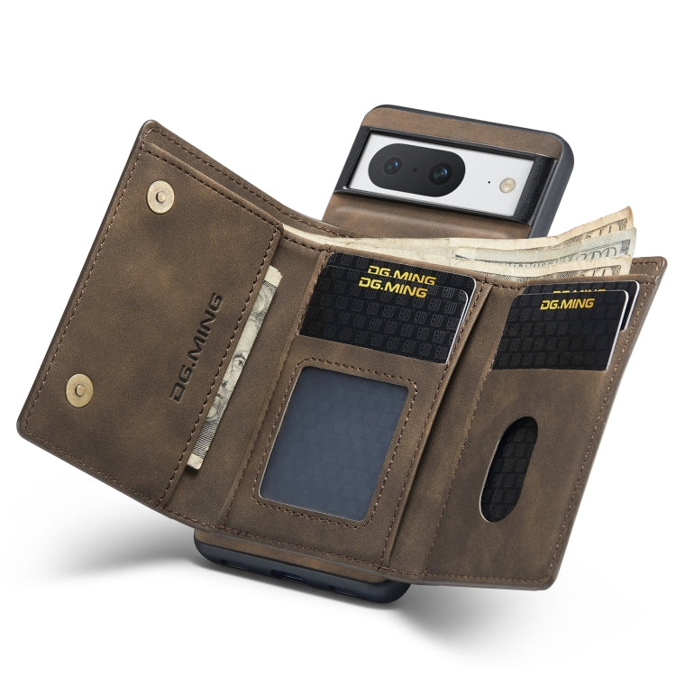 For Google Pixel 8 DG.MING M1 Series 3-Fold Multi Card Wallet + Magnetic Phone Case