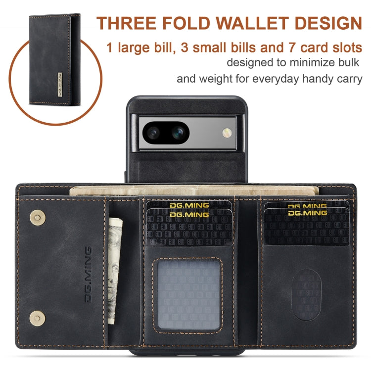 For Google Pixel 8a DG.MING M1 Series 3-Fold Multi Card Wallet + Magnetic Phone Case
