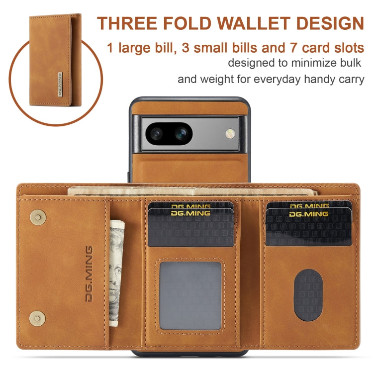 For Google Pixel 8a DG.MING M1 Series 3-Fold Multi Card Wallet + Magnetic Phone Case