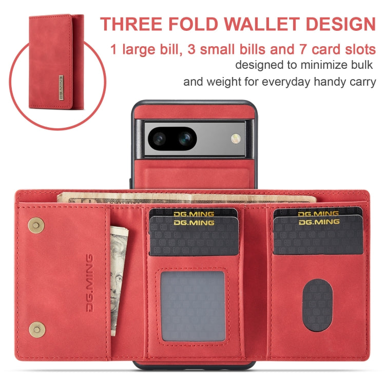 For Google Pixel 8a DG.MING M1 Series 3-Fold Multi Card Wallet + Magnetic Phone Case