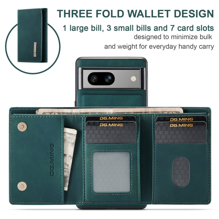 For Google Pixel 8a DG.MING M1 Series 3-Fold Multi Card Wallet + Magnetic Phone Case