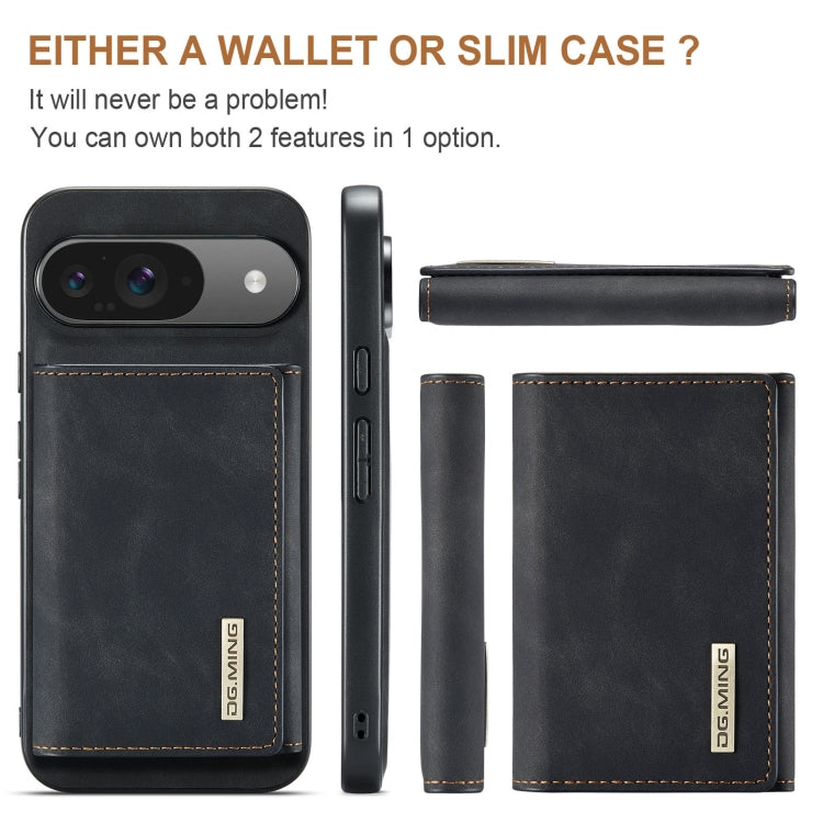 For Google Pixel 9 / 9 Pro DG.MING M1 Series 3-Fold Multi Card Wallet + Magnetic Phone Case