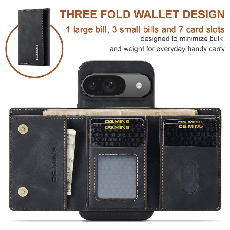 For Google Pixel 9 / 9 Pro DG.MING M1 Series 3-Fold Multi Card Wallet + Magnetic Phone Case