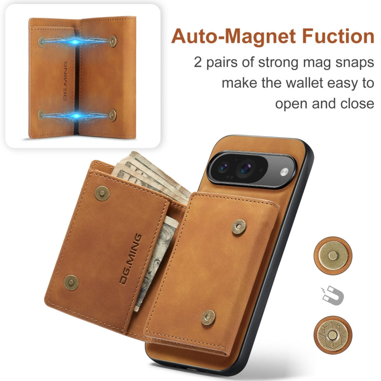 For Google Pixel 9 / 9 Pro DG.MING M1 Series 3-Fold Multi Card Wallet + Magnetic Phone Case
