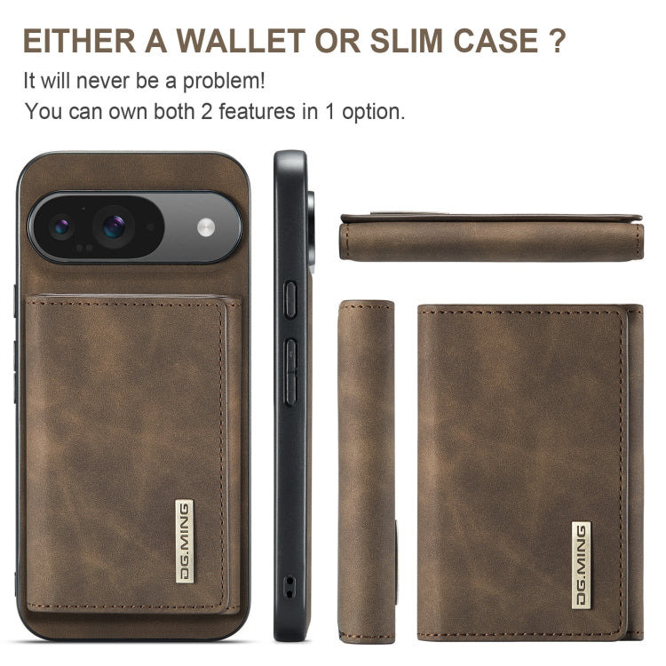 For Google Pixel 9 / 9 Pro DG.MING M1 Series 3-Fold Multi Card Wallet + Magnetic Phone Case