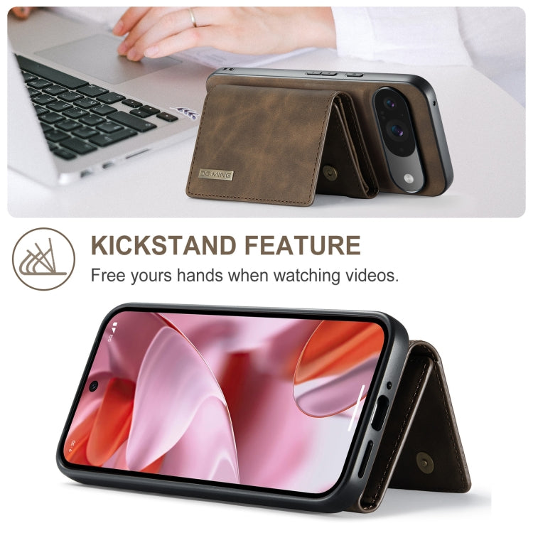 For Google Pixel 9 / 9 Pro DG.MING M1 Series 3-Fold Multi Card Wallet + Magnetic Phone Case