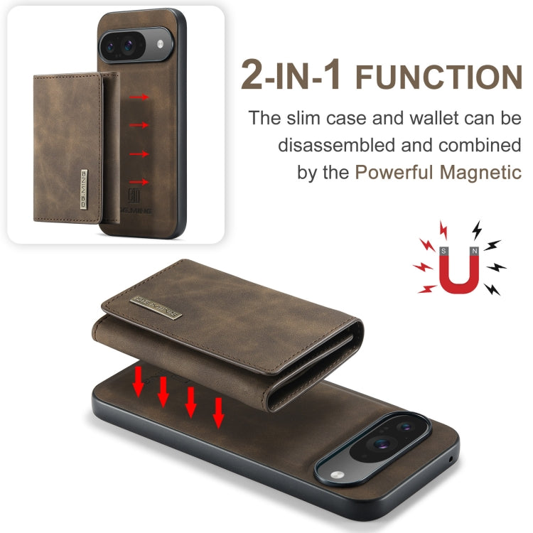 For Google Pixel 9 / 9 Pro DG.MING M1 Series 3-Fold Multi Card Wallet + Magnetic Phone Case