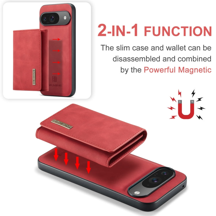 For Google Pixel 9 / 9 Pro DG.MING M1 Series 3-Fold Multi Card Wallet + Magnetic Phone Case