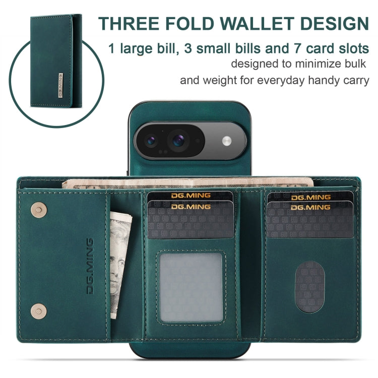 For Google Pixel 9 / 9 Pro DG.MING M1 Series 3-Fold Multi Card Wallet + Magnetic Phone Case