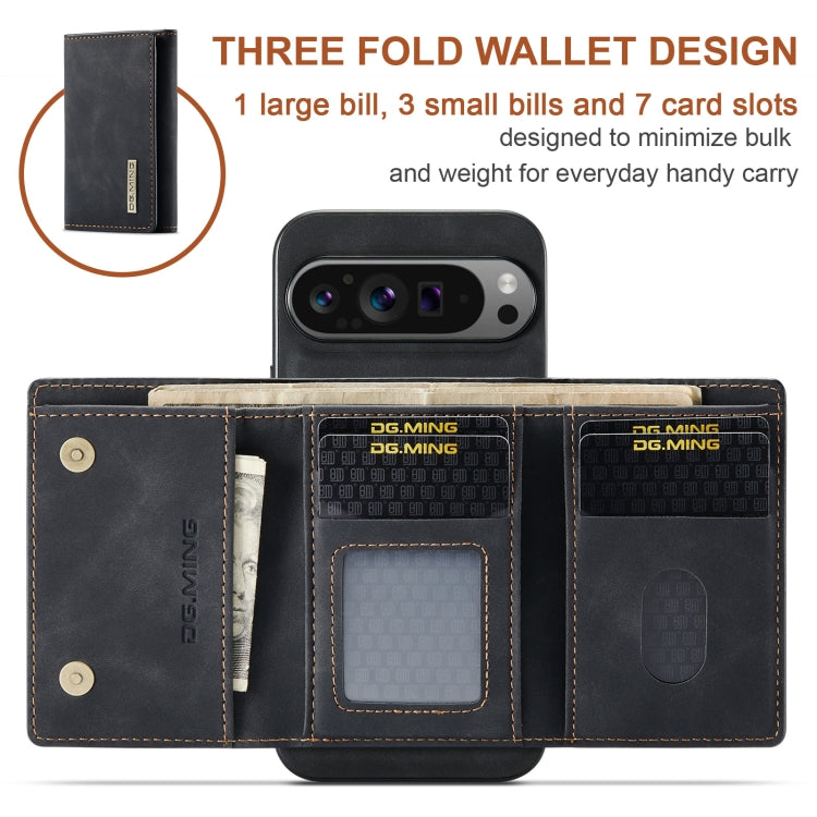 For Google Pixel 9 Pro XL DG.MING M1 Series 3-Fold Multi Card Wallet + Magnetic Phone Case