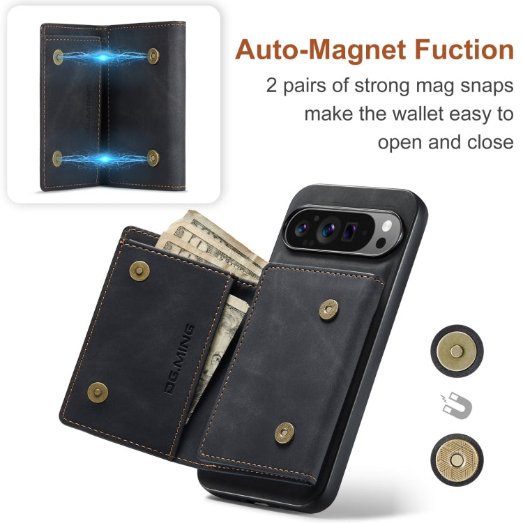 For Google Pixel 9 Pro XL DG.MING M1 Series 3-Fold Multi Card Wallet + Magnetic Phone Case