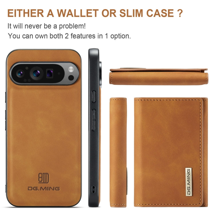 For Google Pixel 9 Pro XL DG.MING M1 Series 3-Fold Multi Card Wallet + Magnetic Phone Case