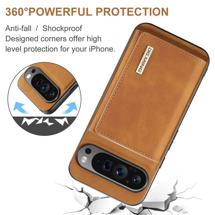 For Google Pixel 9 Pro XL DG.MING M1 Series 3-Fold Multi Card Wallet + Magnetic Phone Case