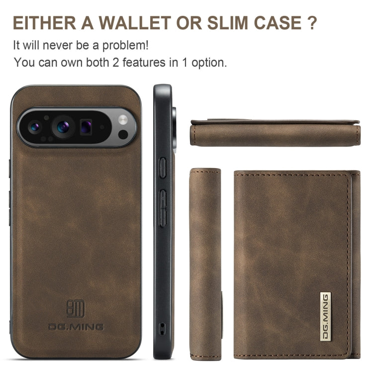 For Google Pixel 9 Pro XL DG.MING M1 Series 3-Fold Multi Card Wallet + Magnetic Phone Case