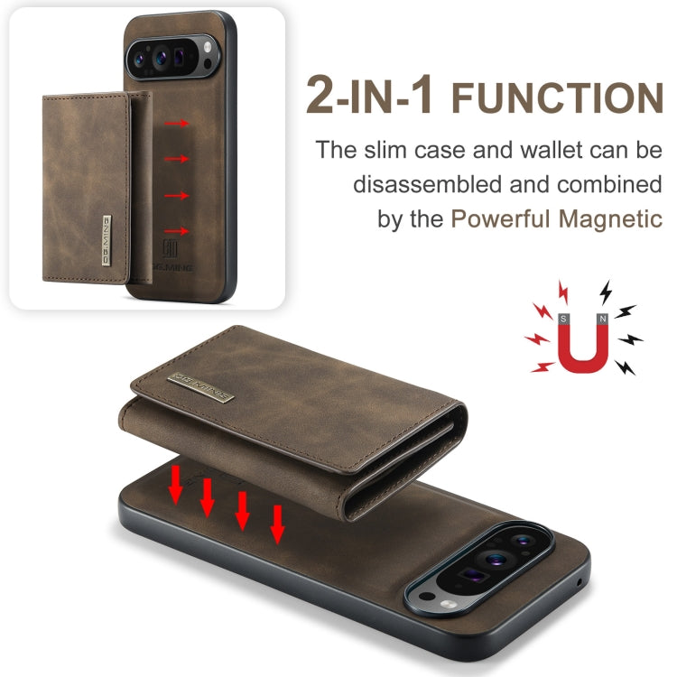 For Google Pixel 9 Pro XL DG.MING M1 Series 3-Fold Multi Card Wallet + Magnetic Phone Case