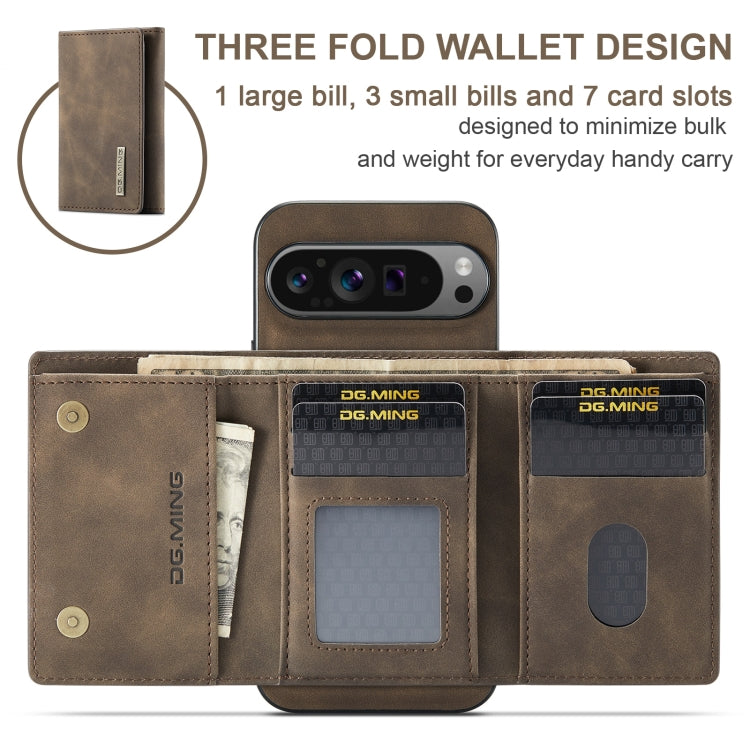 For Google Pixel 9 Pro XL DG.MING M1 Series 3-Fold Multi Card Wallet + Magnetic Phone Case