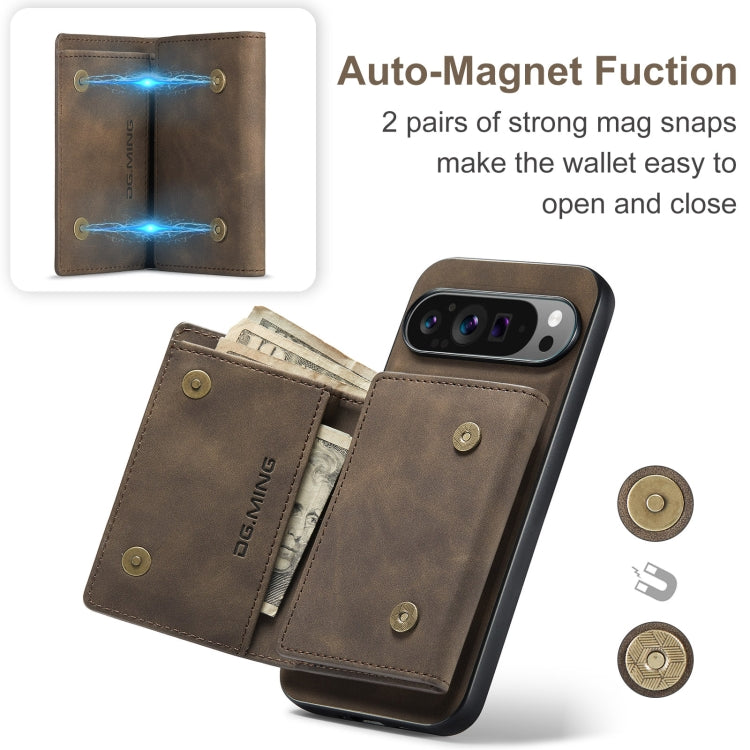 For Google Pixel 9 Pro XL DG.MING M1 Series 3-Fold Multi Card Wallet + Magnetic Phone Case