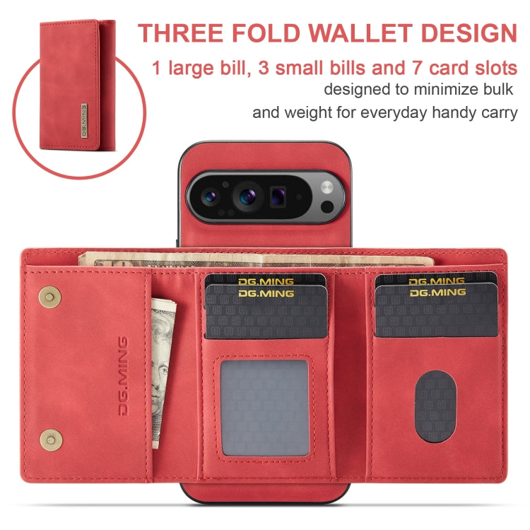 For Google Pixel 9 Pro XL DG.MING M1 Series 3-Fold Multi Card Wallet + Magnetic Phone Case