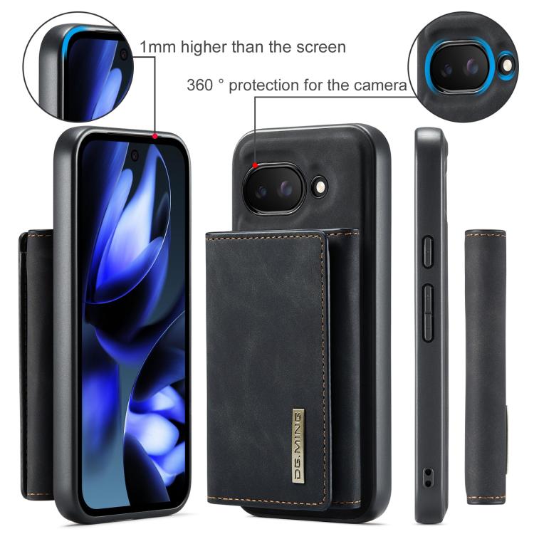 For Google Pixel 9a DG.MING M1 Series 3-Fold Multi Card Wallet + Magnetic Phone Case