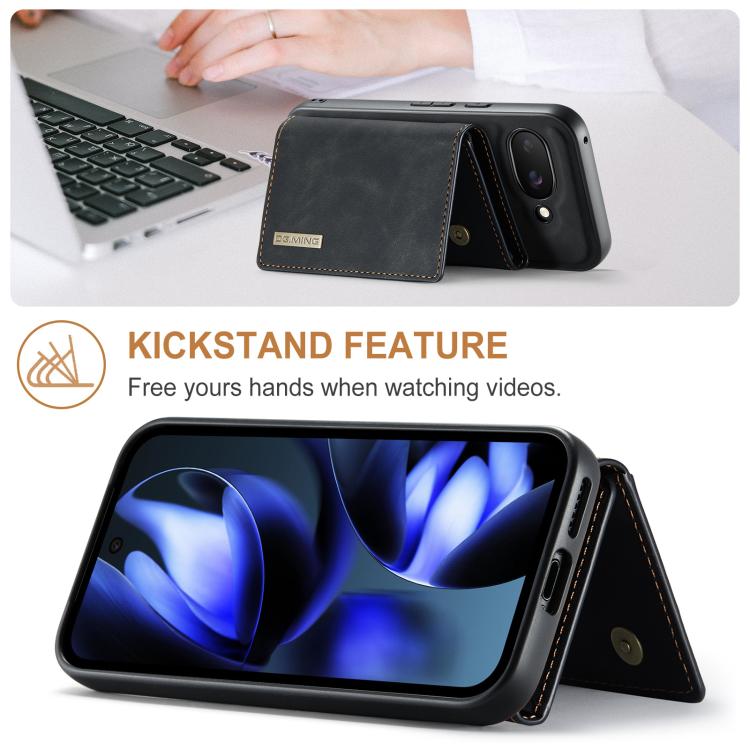 For Google Pixel 9a DG.MING M1 Series 3-Fold Multi Card Wallet + Magnetic Phone Case