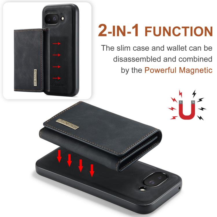 For Google Pixel 9a DG.MING M1 Series 3-Fold Multi Card Wallet + Magnetic Phone Case