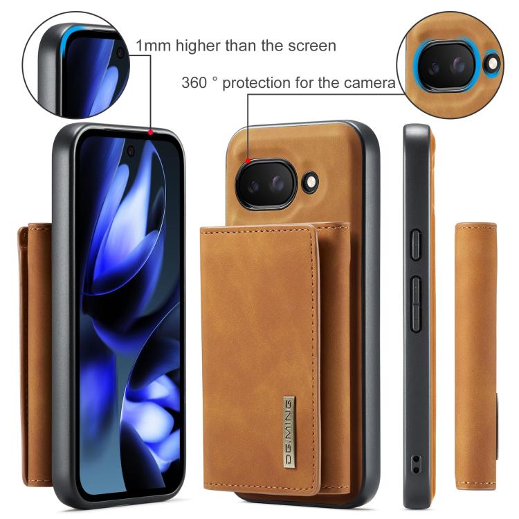 For Google Pixel 9a DG.MING M1 Series 3-Fold Multi Card Wallet + Magnetic Phone Case