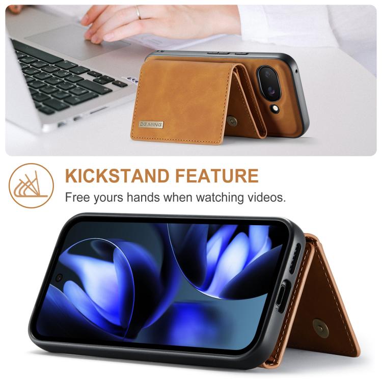 For Google Pixel 9a DG.MING M1 Series 3-Fold Multi Card Wallet + Magnetic Phone Case