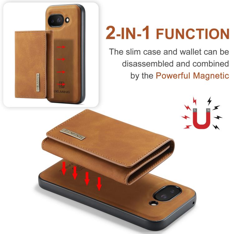 For Google Pixel 9a DG.MING M1 Series 3-Fold Multi Card Wallet + Magnetic Phone Case