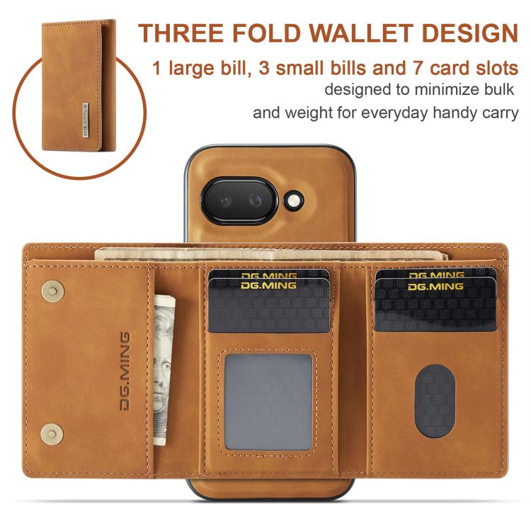 For Google Pixel 9a DG.MING M1 Series 3-Fold Multi Card Wallet + Magnetic Phone Case