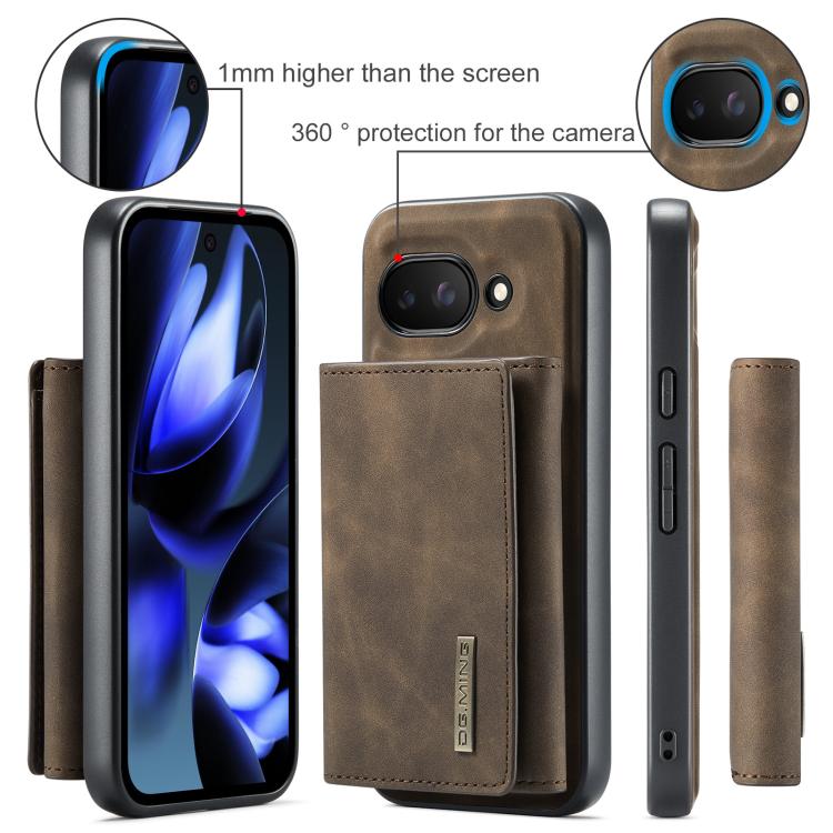 For Google Pixel 9a DG.MING M1 Series 3-Fold Multi Card Wallet + Magnetic Phone Case