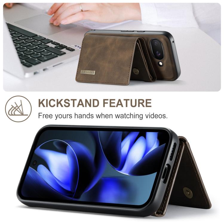 For Google Pixel 9a DG.MING M1 Series 3-Fold Multi Card Wallet + Magnetic Phone Case