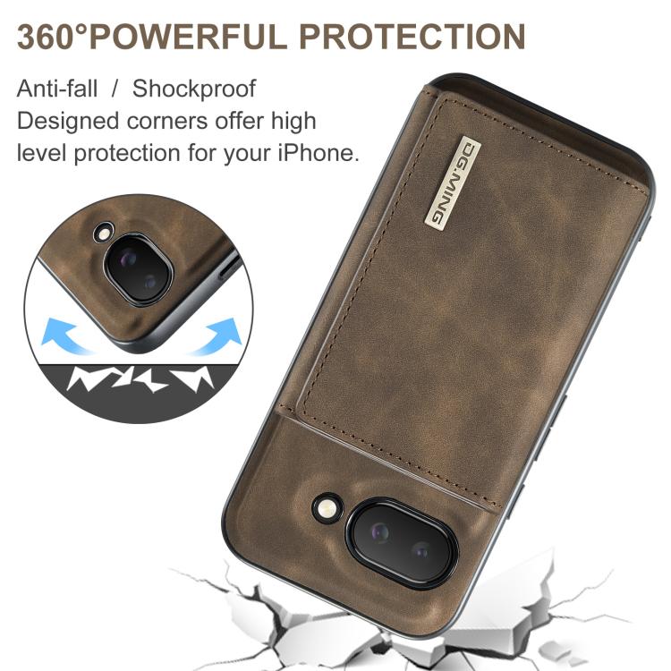 For Google Pixel 9a DG.MING M1 Series 3-Fold Multi Card Wallet + Magnetic Phone Case