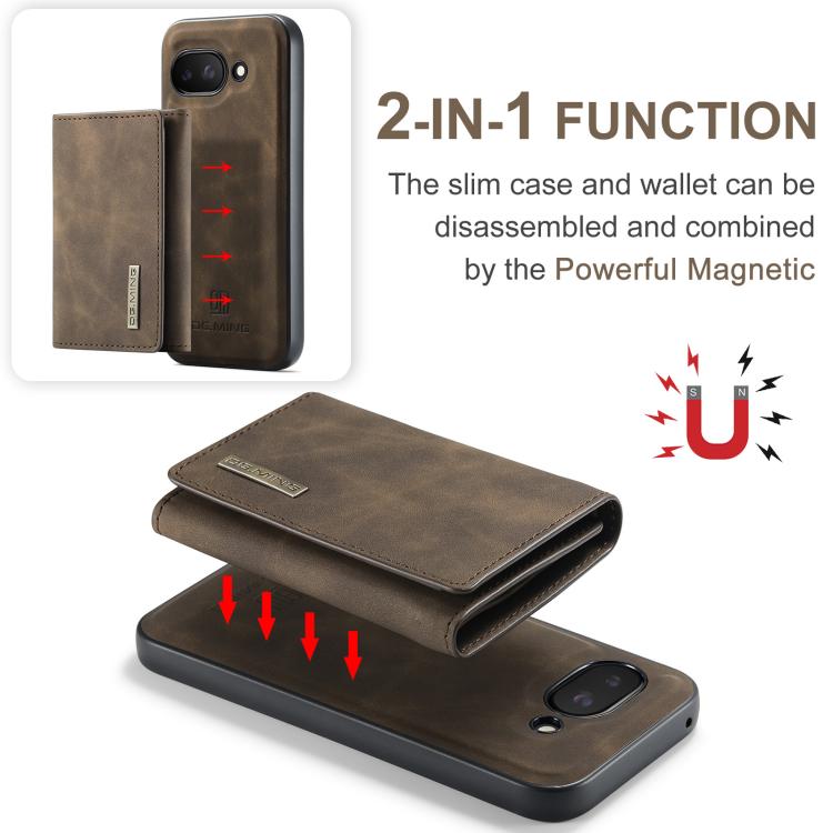 For Google Pixel 9a DG.MING M1 Series 3-Fold Multi Card Wallet + Magnetic Phone Case