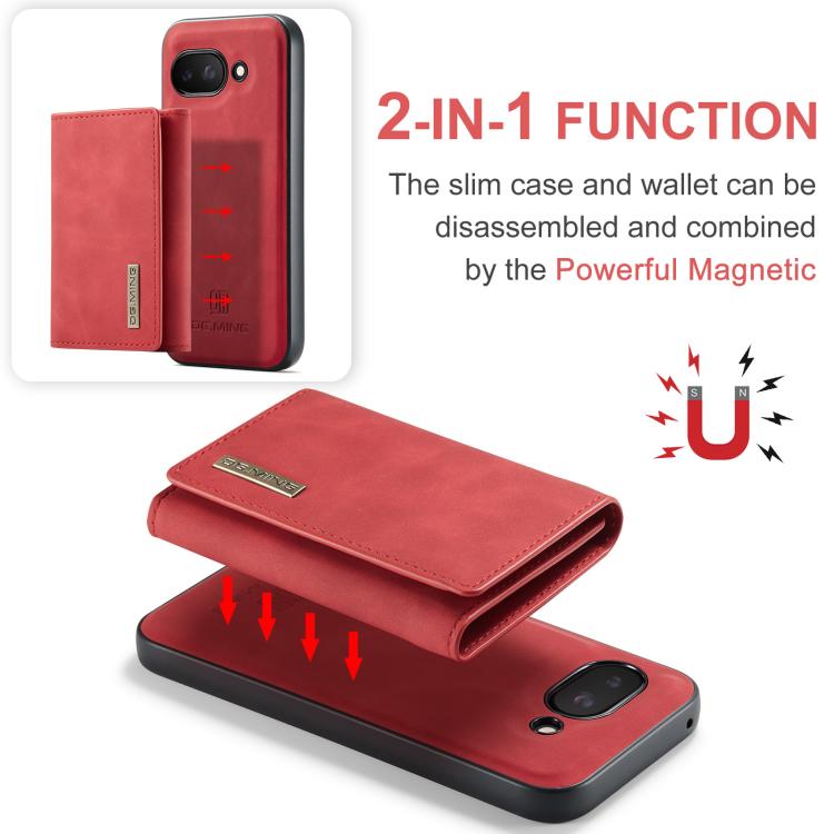 For Google Pixel 9a DG.MING M1 Series 3-Fold Multi Card Wallet + Magnetic Phone Case